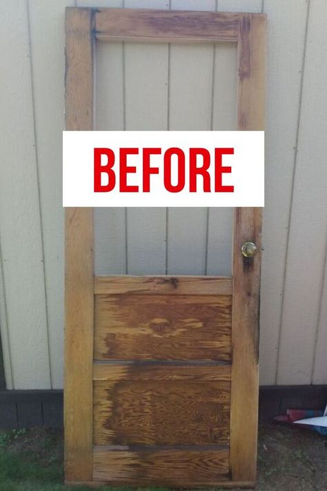 How to Upcycle an Old Door Upcycle Screen Door, Old Wood Screen Door, Diy Porch Door, How To Use Old Doors For Decor, Using Old Doors In House, Salvaged Doors Repurposed, Old Door With Window Ideas, Repurposed Doors Garden, Garden Shutters Ideas