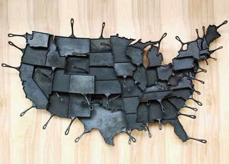 American Skillets Cast Iron Skillets, America Map, Cast Iron Cooking, Iron Skillets, Cast Iron Cookware, Iron Pan, Cast Iron Skillet, Cast Iron Pan, Hand Cast