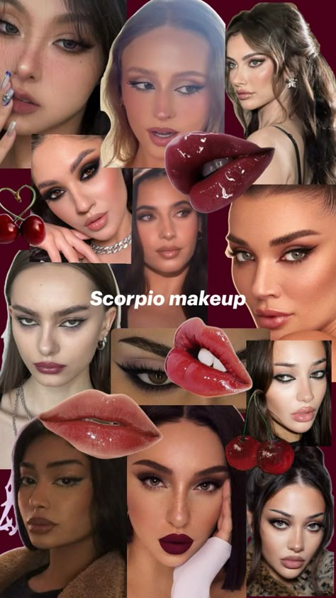 Zodiac Makeup Chart, Ascendant Scorpio, Makeup Sign, Scorpio Rising Aesthetic, Scorpio Makeup, Venus Aquarius, Aesthetic Scorpio, Rising Gemini, Brat Aesthetic