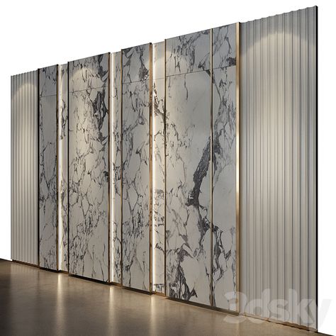 wall panels | set 160 - Other decorative objects - 3D model Tv Panel Design Luxury, Tiles For Lobby Wall, Lounge Wall Design, Luxury Wall Panelling Design, Modern Marble Floor, Lobby Wall Design, Marble Wall Design, Luxury Backdrop, Wall Cladding Interior