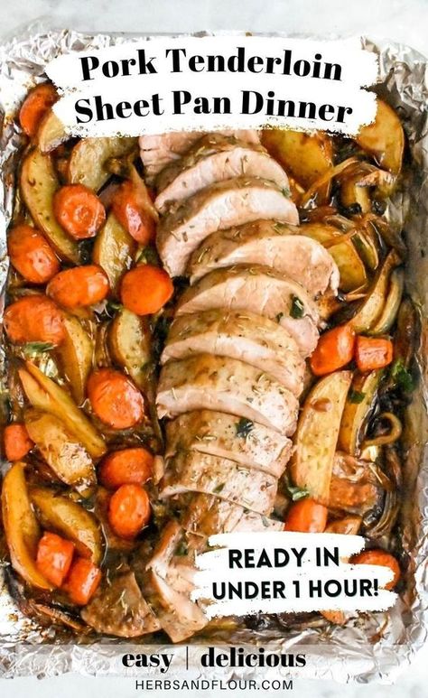 Tenderloin Sheet Pan Dinner, Pork Tenderloin Sheet Pan Dinner, Easy Pork Tenderloin Recipes, Easy Pork Tenderloin, Easy Sheet Pan Dinners, Sheet Pan Suppers, Sheet Pan Dinners Recipes, Pork Loin Recipes, Pork Dinner