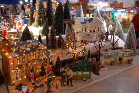 How to Display Your Department 56 Village – Department 56 Displays, Fresh Wreaths, Large Shadow Box, Christmas Village Display Ideas, Village Display Ideas, Department 56 Christmas Village, Craft Show Booths, Christmas Village Collections, Fresh Wreath