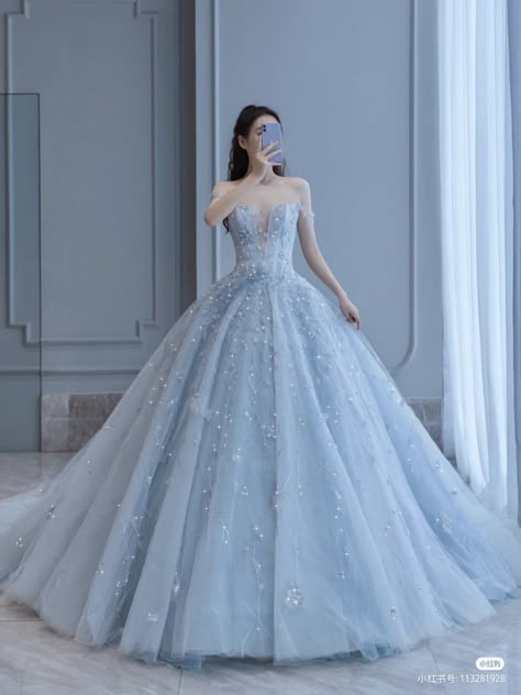 Fairytale Dress Princesses Ball Gowns Blue, Blue Wedding Dress Aesthetic, Ball Dresses Blue, Blue Debut Gown, Debut Dresses Filipino, Quincera Dress, Gown For Debut, Wedding Dresses Blue, Ball Gowns Fantasy