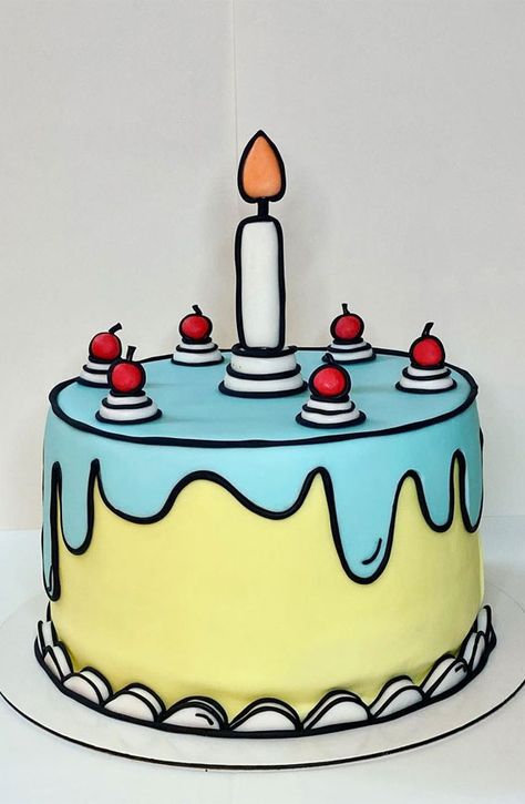 2d Cake Design, Cartoon Fondant Cake, Cartoon 2d Cake, Cartoon Cake Decoration, Cartoon Like Cake, 3d Cakes Ideas Birthday, Comic Book Style Cake, Comic Cartoon Cake Ideas, 2d Comic Cake Ideas