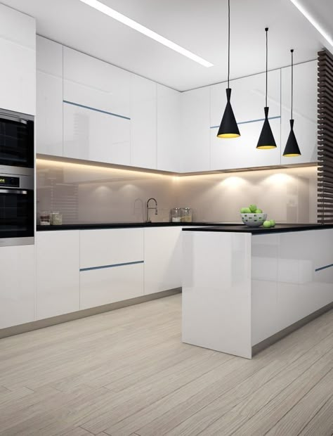 Modern Luxury Kitchen Design, Modern Luxury Kitchen, White Kitchen Design, Studio Apartments, Luxury Kitchen Design, Kitchen Room Design, Luxury Kitchens, Trendy Kitchen, Kitchen Colors