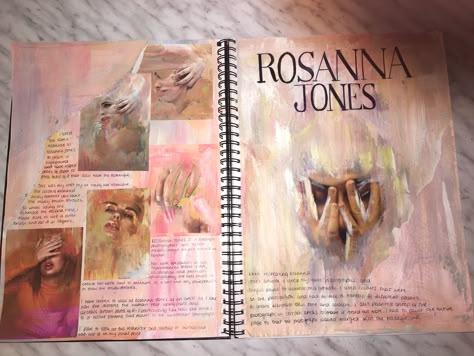 An artist page based on Rosanna Jones, a fashion photographer and mixed media maker that’s based in London. #2020GCSE #GCSE #art #visualart #generalart #rosannajones #artist #artistpage #photography #photographs #photos #paint #acrylicpaint #colours #annotation #icknieldhighschool Rosanna Jones Artist Page, Art Annotation Sketchbooks, Sketchbook Layout Ideas Gcse Art, Different Media Art Gcse, Art Gcse Coursework, Anatomy Artists Gcse, Ordinary Extraordinary Art Gcse, Gcse Art Presentation, Distortion Artist Research