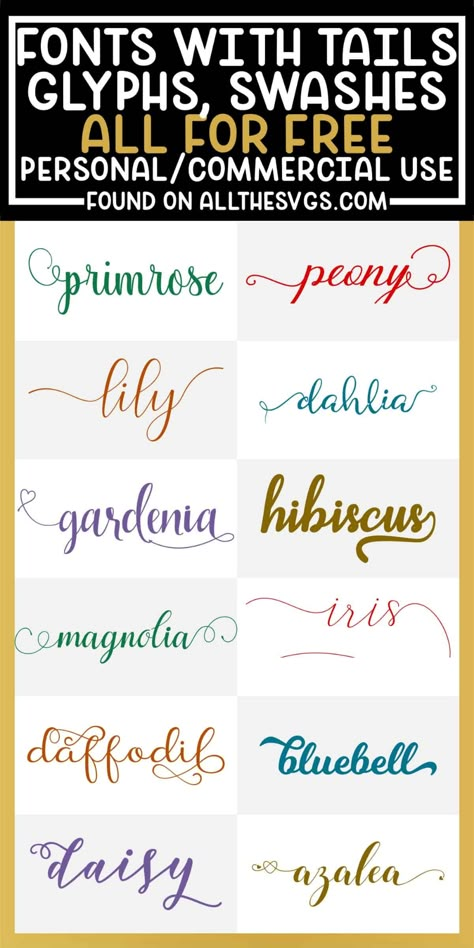 GORGEOUS, FREE Fonts with Tails, Swashes, Glyphs [for Commercial Use!] Free Fonts With Tails, Free Font With Tails, Fonts With Tails, Fonts Google Docs, Nightmare Before Christmas Font, Christmas Fonts Alphabet, Canva Christmas, Free Fonts For Cricut, Fonts Cricut