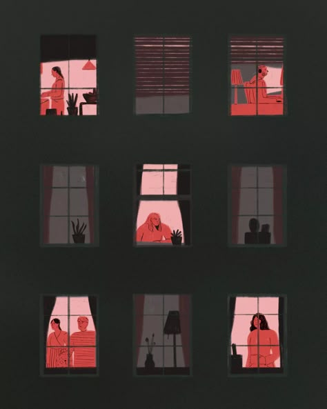 Haley Tippmann’s illustrations create a sense of home in a world of collective lockdowns Weird Architecture, Night Window, Window Illustration, Only Murders In The Building, Night Illustration, Arte Peculiar, Trending Art, Window Art, Art Plastique