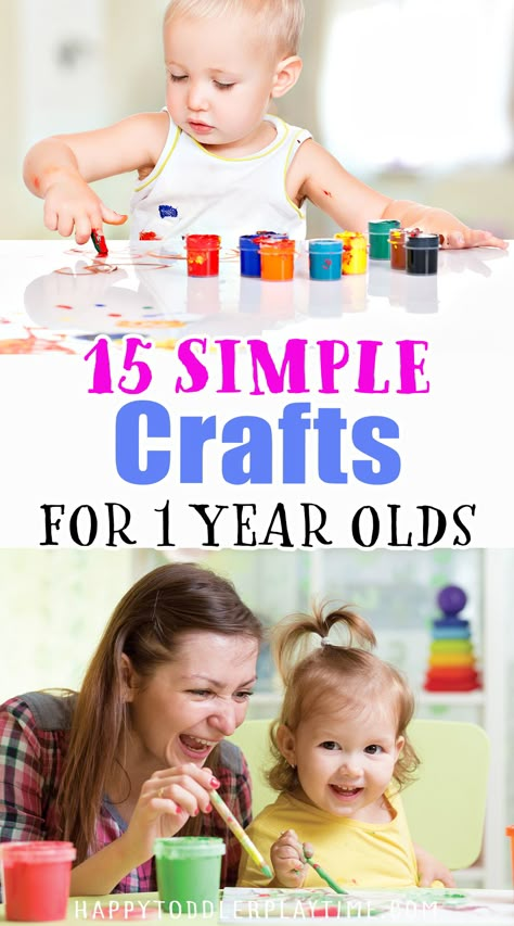 15 Super Simple Crafts for 1 Year Olds - Happy Toddler Playtime Art For 15 Month Old, Crafts 1 Year, Easy Craft For One Year Olds, Arts And Crafts For 17 Month Old, One Year Old Art Activities, Arts And Crafts One Year Old, Art With One Year Olds, Fun Crafts For One Year Olds, Crafts For A 15 Month Old