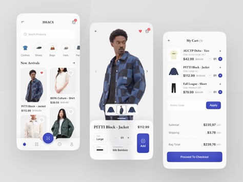 Clothing Store App by Nazmi Javier on Dribbble Mobile Application Ui, App Store Design, Application Ui Design, Desain Ux, Clothing Apps, Studio Marketing, Ecommerce App, Mobile App Design Inspiration, App Interface Design