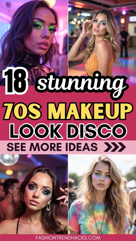 18 Best 70s Makeup Look Disco Ideas - Fashion Trend Hacks 70s Disco Makeup Tutorial, Disco Make Up 70s, Disco Style 70s Makeup, 70s Disco Makeup 1970s, Hippie Makeup Looks Boho Style, 70 Hair Styles 1970s Disco, 70s Makeup Look Disco, Disco Eye Makeup, 1970s Makeup Disco