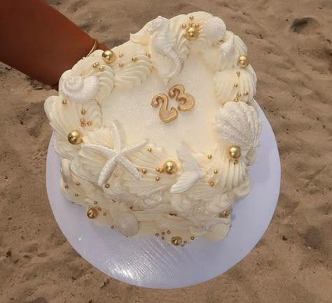 Beach Themed 21st Birthday, Beach Birthday Cake Aesthetic, Teen Summer Birthday Ideas, Coastal Theme Birthday Party, Beach 18th Birthday Ideas, Japanese Inspired Cake, 25 Birthday Ideas Cake, Under Water Birthday Theme, Beach 30th Birthday Ideas