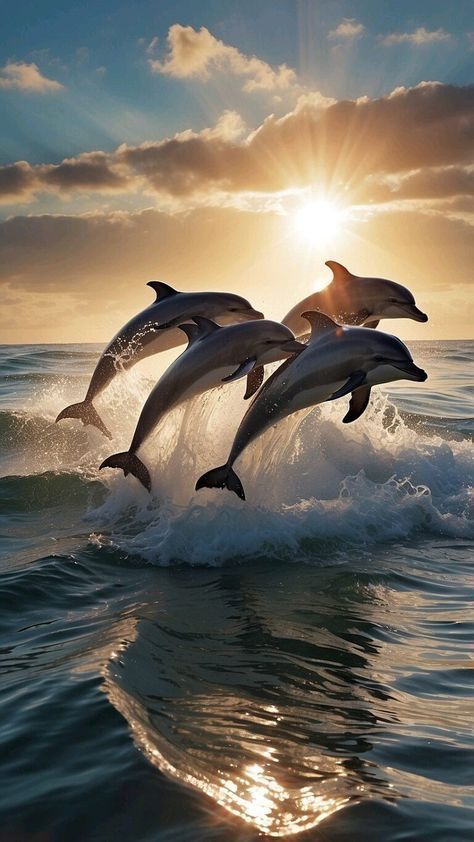 Dolphins Background, Sea Life Painting, Dolphin Photos, Shark Pictures, Wild Animals Pictures, Sea Decor, Cat Air, Ocean Wallpaper, Unframed Wall Art