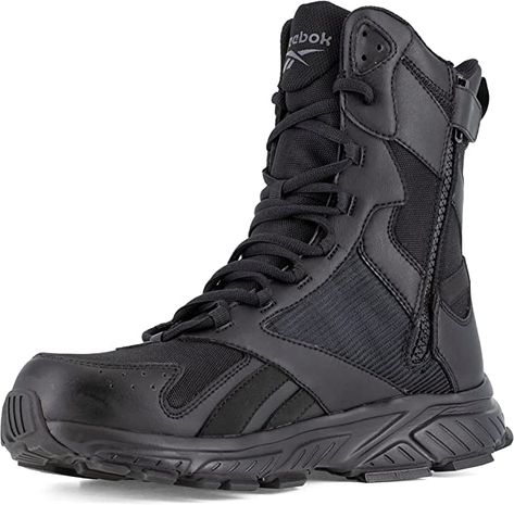 Amazon.com: Reebok Work Men's Hyperium Tactical Construction Boot, Black, 10 : Clothing, Shoes & Jewelry Black Military Boots, Tactical Fashion, Mens Work Shoes, Tactical Shoes, Shoes Drawing, Military Tactical, Functional Fashion, Tactical Boots, Military Gear