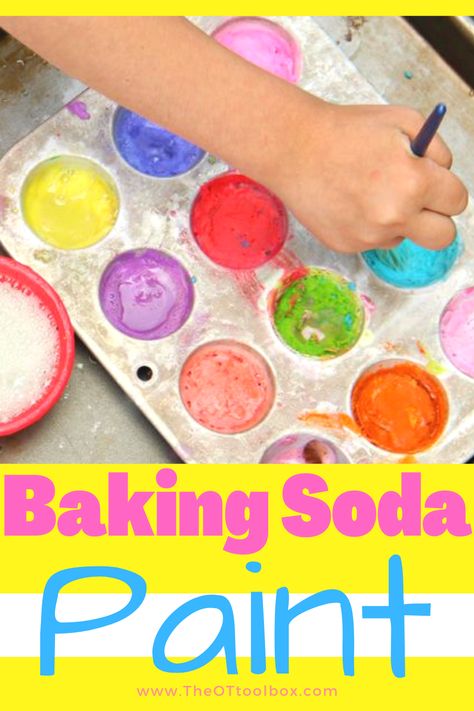 Homemade paint Fizzy Art Baking Soda Painting, Paint Activity For Preschoolers, Painting Activities For Preschoolers, Baking Soda Painting, Paint Activities For Kids, Fizzy Painting, Painting Activities For Toddlers, Sensory Painting, Baking Soda Paint