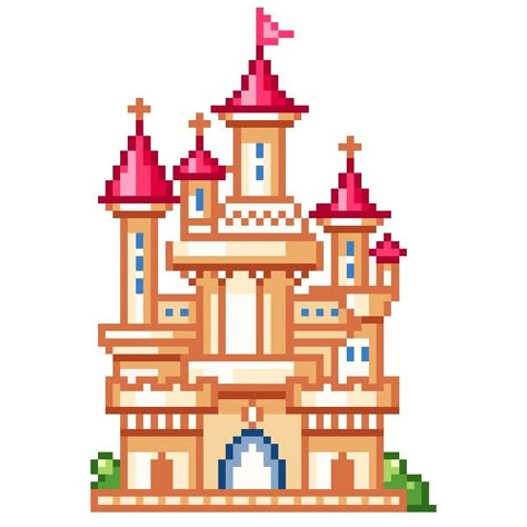 Castle Pixel Art, Magic Pixels, C2c Squares, Tiny Castle, 2d Platformer, Pixel Color, Easy Pixel Art, Cool Pixel Art, Doodle Cartoon