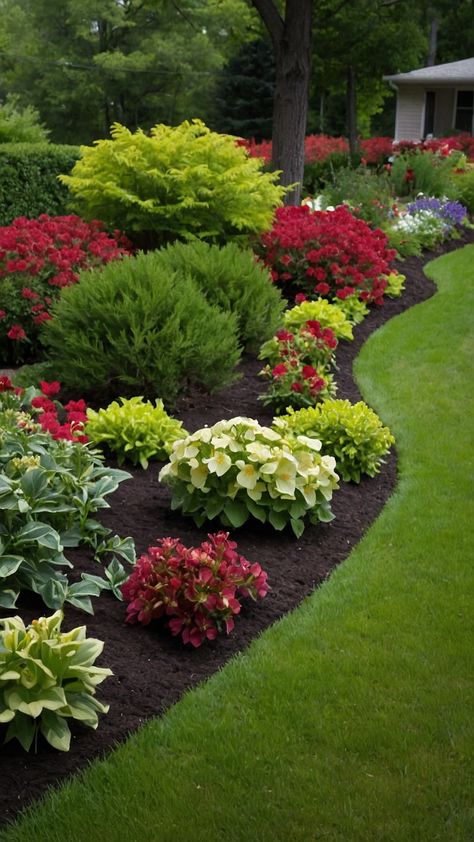 Transform your front yard with stunning flower beds in front of house Discover rock fall raised ideas for low maintenance DIY stone creations with full sun rocks Easy perennial and rustic white rock designs await Large Flower Bed Ideas Front Yards, Diy Flower Bed Ideas, Diy Flower Bed, Easy Perennials, Front Flower Beds, Fence Plants, Rock Designs, Flower Bed Ideas, Fall Flower