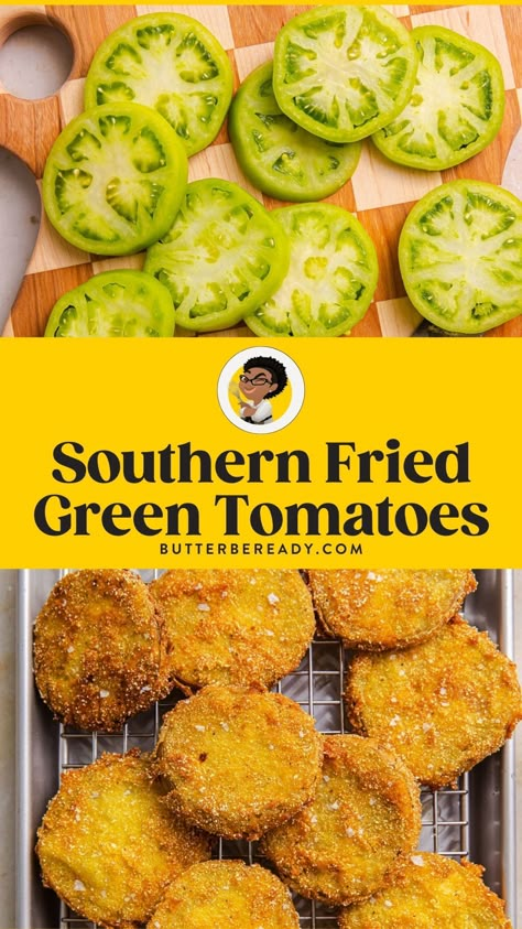 You’ll love this Fried Green Tomatoes recipe that’s golden and crispy on the outside yet juicy and tender on the inside. These tomatoes can be served up as a comforting appetizer, snack, or swapped in a classic BLT sandwich. A cozy staple of the South. Fried Green Tomatoes Burger, Green Fried Tomatoes Recipes, Fried Green Tomato Blt, Southern Fried Green Tomatoes Recipe, Fried Green Tomatoes Recipe Easy, Southern Appetizers, Fried Green Tomatoes Recipe, Green Tomato Recipes, Fried Tomatoes