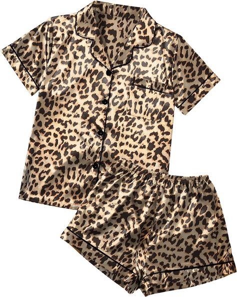 Ekouaer Silk Pjs Set Women's Stylish Leopard Short Sleeve Sleepwear Classy Loungewear Satin Pajama Sets(Pattern5,M) : Amazon.ca: Clothing, Shoes & Accessories Loungewear Satin, Silk Pjs Set, Monkey Pjs, Silk Pajama Shorts, Pjs Shorts, Classy Loungewear, Outfits Dr, Pijama Satin, Silk Pj Set