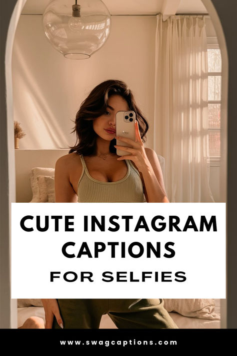 Slay your next selfie with these adorable Instagram caption ideas! From funny puns to clever quips, these cute captions will perfectly complement your gorgeous selfies. Find charming quotes and sayings to showcase your beautiful self (pun intended!) in a witty, lighthearted way. Level up your selfie game! Cute Instagram Captions For Selfies, Beautiful Captions For Instagram, Cute Quotes For Selfies, Cute Selfie Captions, Good Selfie Captions, Best Selfie Captions, Selfie Quotes For Instagram, Funny Selfie Captions, Insta Captions For Selfies