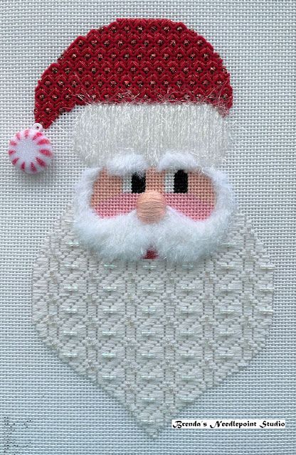 Needlepoint Santa, Needlepoint Christmas Ornaments, Santa Beard, Needlepoint Ornaments, Santa Candy, Needlepoint Stitch, Santa Pictures, Christmas Tree And Santa, Needlepoint Christmas