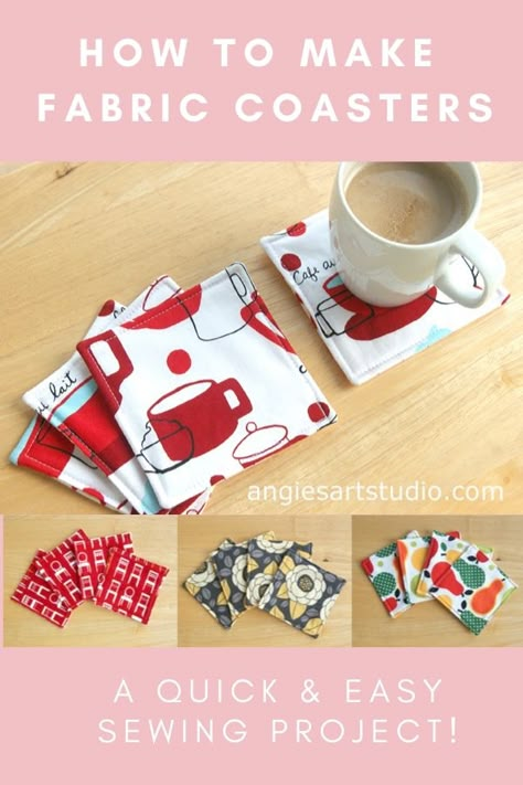 Syprosjekter For Nybegynnere, Fabric Crafts Diy, Christmas Sewing Projects, Sewing Machine Projects, Cute Sewing Projects, Sew Ins, Wash Cloths, Fabric Coasters, Beginner Sewing Projects Easy