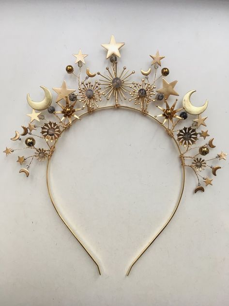 Zodiac Bridal Shower Theme, Celestial Birthday, Celestial Angel, Celestial Wedding, Handmade Accessories, Stars And Moon, Hair Jewelry, Tiara, Headpiece