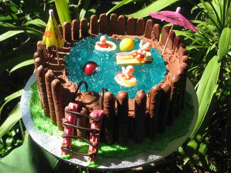 my weekend was spent doing some work in my studio and making the swimming pool birthday cake. it was actually pretty easy to do. just lots o... Swimming Pool Cakes, Pool Cakes, Pool Birthday Cakes, Swimming Pool Cake, Swimming Cake, Pool Party Cakes, Pool Cake, 9th Birthday Cake, Duck Cake