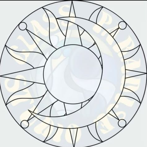 Stained Glass Sun And Moon Patterns, Sun And Moon Mosaic Patterns, Stained Glass Art Templates, Sun Moon Stained Glass Patterns, Sun Moon Mosaic, Mosaic Table Top Designs Patterns, Easy Mosaic Patterns Templates, Tarot Card Stained Glass Pattern, Art Nouveau Coloring Pages