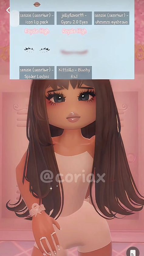 @coriax on tiktok Basic Royale High Outfits, Cute Royale High Face Combos, Vampire Council Royale High, Royals High Face Combos, Coquette Royale High Outfits, Royale High Hair Combos Girl, Royale High Journal Picture Codes, Royale High Sets, Royal High Face Combos