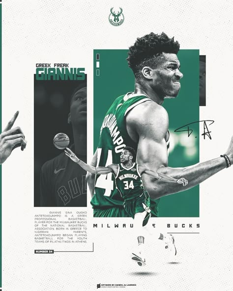 Giannis Antetokounmpo Poster, Sports Posters Design, Sports Poster Graphic Design, Graphic Design Posters Sports, Sport Advertising Design, Typography Based Design, Athlete Poster Design, Esports Poster Design, Sport Graphic Design Inspiration