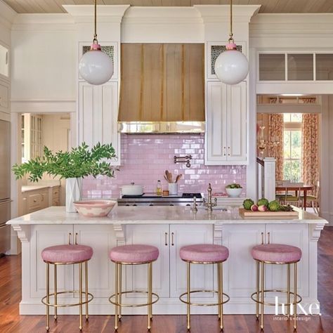 House Aesthetics, Glam Pad, Bachelorette Pad, House Organisation, Pink Cottage, Island Kitchen, Future Apartment, Dream House Rooms, Luxe Interiors