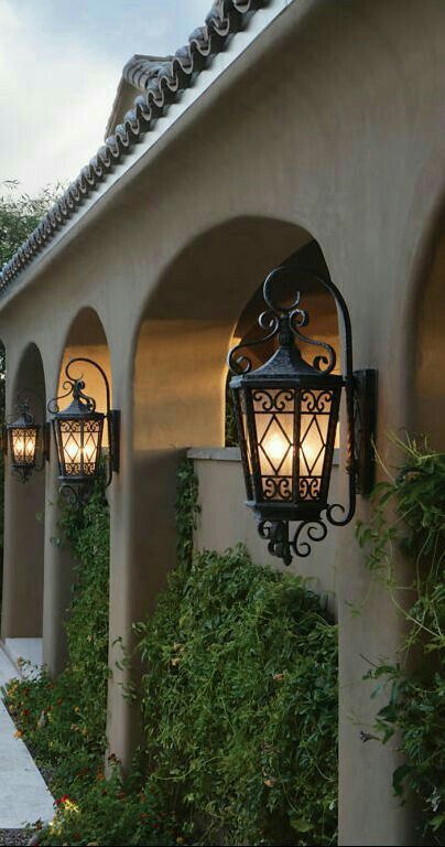 Old World Outdoor Lighting Lanterns Can Go Mediterranean Rustic Spanish Mexican Or Traditional Style Homes Tuscan House - Spanish Style Outdoor Wall Lights Style Toscan, Style Hacienda, Tuscan Homes, Outdoor Lighting Design, Mediterranean Interior, Mediterranean Style Homes, Casa Country, Tuscan Design, Spanish Home