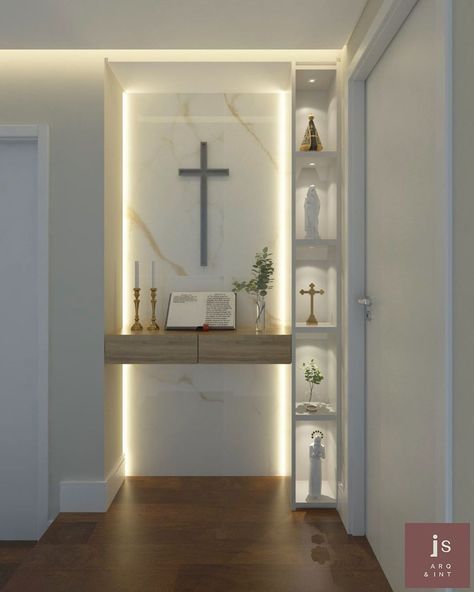 Prayer Wall Ideas Home, Altar Design Home, Wall Altar Ideas Catholic, Catholic Home Altar Ideas Living Rooms, Home Altar Ideas, House Decorations Ideas, Home Altar Catholic, Altar Design, Catholic Decor