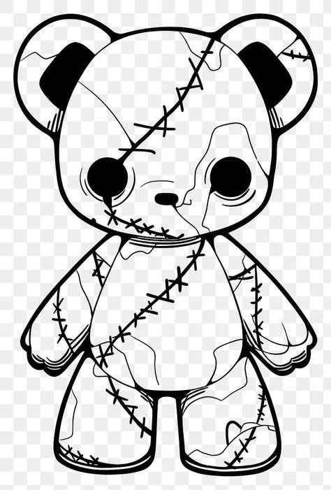 Scary Dogs Drawing, Drawing Ideas Backgrounds, Voodoo Bear Drawing, Teddy Bear Sketch Drawings, Cute Scary Drawings, Cartoon Art Inspiration, Cute Horror Drawings, Cute Halloween Drawings Ideas Sketches, Torn Teddy Bear Tattoo