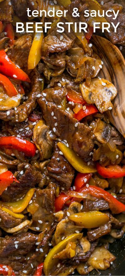 Tender Beef Stir Fry with a 3-ingredient sauce that makes this taste like grilled Asian BBQ beef. So saucy and delicious. Go-to beef stir fry recipe! #beefstirfryrecipe #stirfry #onepandinner #delicious #beef #bellpepper #mushroom #beefstirfry #natashaski Beef Stir Fry Sauce, Asian Recipes Beef, Wok Sauce, Beef And Peppers, Beef Stir Fry Recipe, Easy Beef Stir Fry, Recipes With Beef, Asian Bbq, Steak Stir Fry