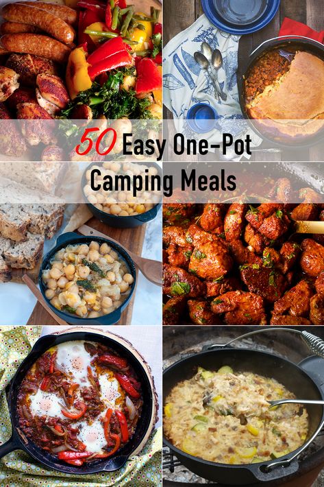 This collection of one-pot camping recipes includes a delicious variety of simple meals that require few utensils and ingredients, but deliver BIG on flavor. #camping #campingrecipe #rvliving #camingmeals | alittleandalot.com Camp Oven, Pork Bites, One Pot Spaghetti, Birth Recovery, Camping Dinners, Meal Kits, Simple Meals, Roasted Chicken Breast, Easy One Pot Meals