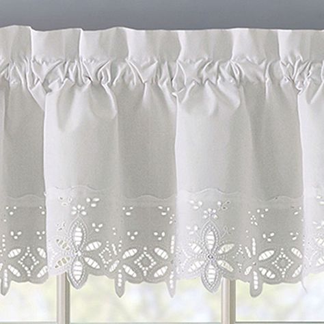 Kitchen Valance Ideas Over Sink, Window Valances Ideas, Farmhouse Kitchen Valance, Bedroom Valances, Curtains Or Shades, Lace Window Treatments, Country Valances, White Valance, Kitchen Curtains And Valances