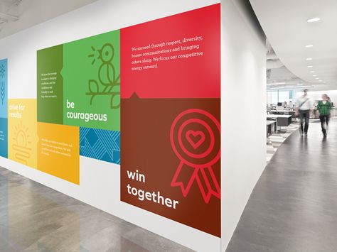 Office Wall Graphics, Office Graphics, Wall Images, Post Cereal, Corporate Values, Office Mural, Office Wall Design, Office Signage, Corporate Office Design