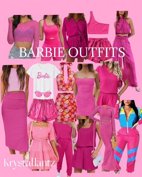 Barbie Outfits For Hoco Week, Barbie Sprit Week, Barbie Outfit Women, Preppy Barbie Halloween Costume, Barbie Attire For Women, Different Versions Of Barbie Costumes, Barbie Career Outfits, Barbie Hoco Outfit, Diy Workout Barbie Costume