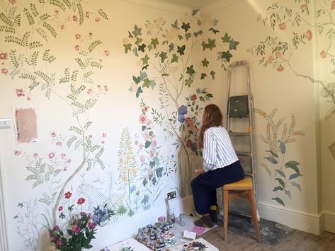 Tess Newall, Nursery Mural, Bedroom Murals, Flowers Painted, House Room, Dream House Decor, My New Room, 인테리어 디자인, House Inspo