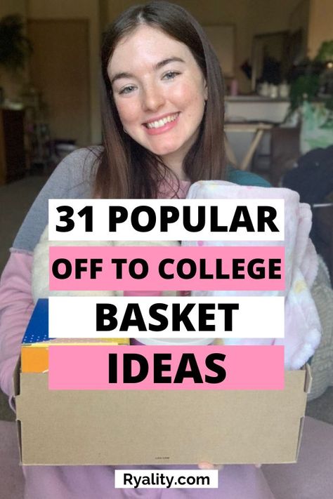 the college dorm gift basket ideas on this list are genius! Back To School Basket College, College Gift Basket For Girls, College Dorm Gift Basket, College Student Gift Basket, Dorm Gift Basket, Grad Gift Basket, Off To College Gift Ideas, College Graduation Gift Basket, Gifts For College Graduates