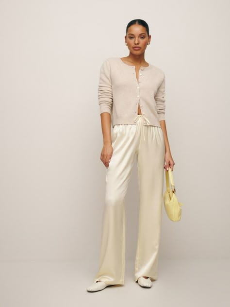 Olina Silk Pant Silk Pants Outfit, Satin Pants Outfit, Danielle Copperman, Silk Pant, Christmas Day Outfit, Satin Trousers, Pant Trends, Work Fits, Satin Pants