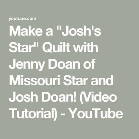 Make a "Josh's Star" Quilt with Jenny Doan of Missouri Star and Josh Doan! (Video Tutorial) - YouTube Dresden Plate Template, Missouri Star Quilt Pattern, Jenny Doan Tutorials, Msqc Tutorials, Missouri Quilt Tutorials, Kid Quilts Patterns, Missouri Star Quilt Company Tutorials, Missouri Star Quilt Tutorials, Plate Template