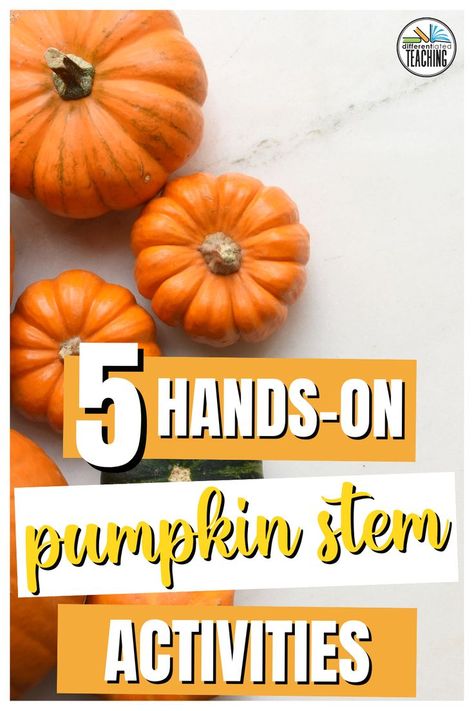 Engage your students with pumpkin activities this fall! This blog post features some of my favorite pumpkin STEM activities to do in October and November and your students will love these pumpkin science experiments. Check out these 5 pumpkin themed STEM activities for your elementary students today! Fall Stem Activities Kindergarten, Pumpkin Craft For Elementary, Mini Pumpkin Stem Activities, Activities With Pumpkins For Kids, Pumpkin Stem Activities First Grade, Pumpkin Stem Activities Elementary, Pumpkin Stem Ideas, November Stem Activities Elementary, October Stem Activities Elementary