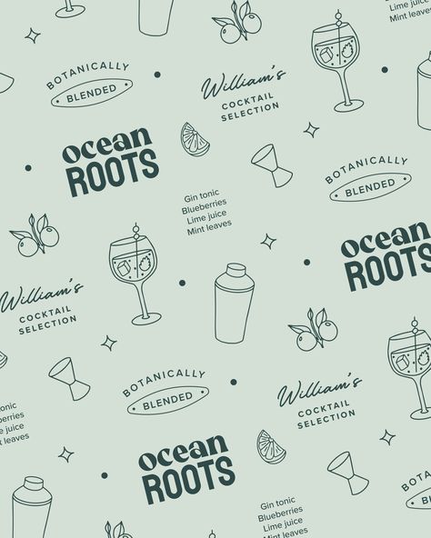 modern brand pattern for a cocktail bar logodesignconcept #logomk Cafe Pattern Design, Restaurant Pattern Branding, Cafe Branding Design Packaging, Coffee Brand Illustration, Brand Pattern Design Inspiration, Tissue Paper Branding, Groovy Branding Design, Logo Design Bar, Cocktail Bar Branding Design