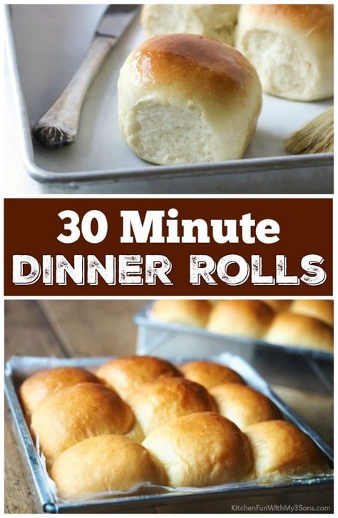 30 Minute Dinner Rolls, Quick Dinner Rolls, Dinner Rolls Easy, Quick Rolls, Savory Bread Recipe, 30 Minute Dinners, Homemade Rolls, Easy Rolls, Homemade Dinner Rolls