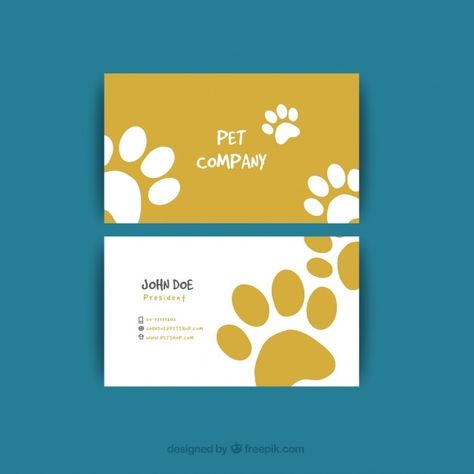 Visiting card with tracks for pet shop F... | Free Vector #Freepik #freevector #logo #business-card #business #card Pet Store Design, Pet Shop Logo, Pet Care Business, Pet Branding, Pet Logo, Pet Hotel, Name Card Design, Visiting Card Design, Pet Businesses