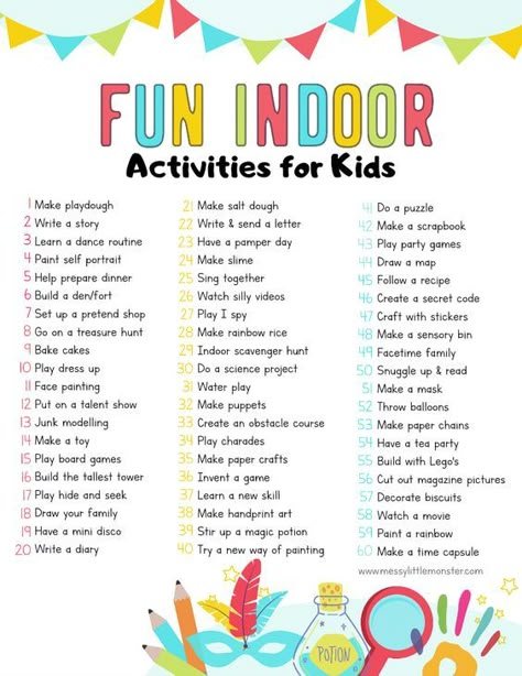 Fun Indoor Activities For Kids, Easy Indoor Activities, Nanny Activities, Babysitting Activities, Activities For Elementary Students, Summer Schedule, Fun Indoor Activities, Au Pair, Indoor Activities For Kids