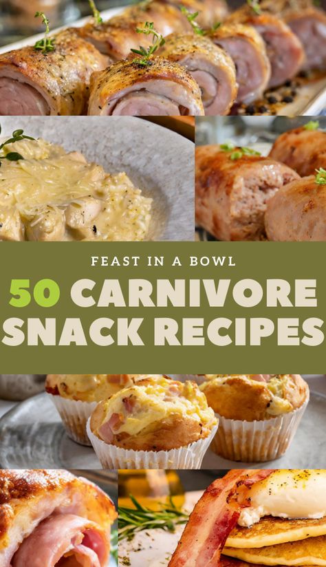 Satisfy your cravings with these 50 delicious Carnivore Diet snack recipes! Perfect for on-the-go or a quick bite, these meat-based snacks will keep you energized and full. From crispy jerky to savory bites, find your new favorite carnivore-friendly snack here. #CarnivoreDiet #carnivoreSnacks #carnivore #LowCarb Carnivore Diet Snacks On The Go, Carnivore Finger Foods, Carnivor Diet Snacks, Carnivore Snacks On The Go, Carnivore Air Fryer Recipes, Snacks On Carnivore Diet, Carnivore Snack Ideas, Carnivore Diet Snacks, Carnivore Lunch Ideas